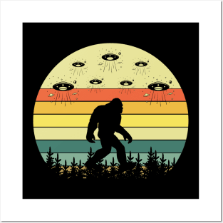 Retro Bigfoot Alien Sasquatch Cryptozoology Posters and Art